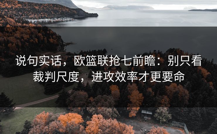说句实话，欧篮联抢七前瞻：别只看裁判尺度，进攻效率才更要命