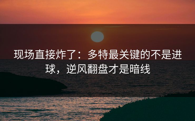 现场直接炸了：多特最关键的不是进球，逆风翻盘才是暗线