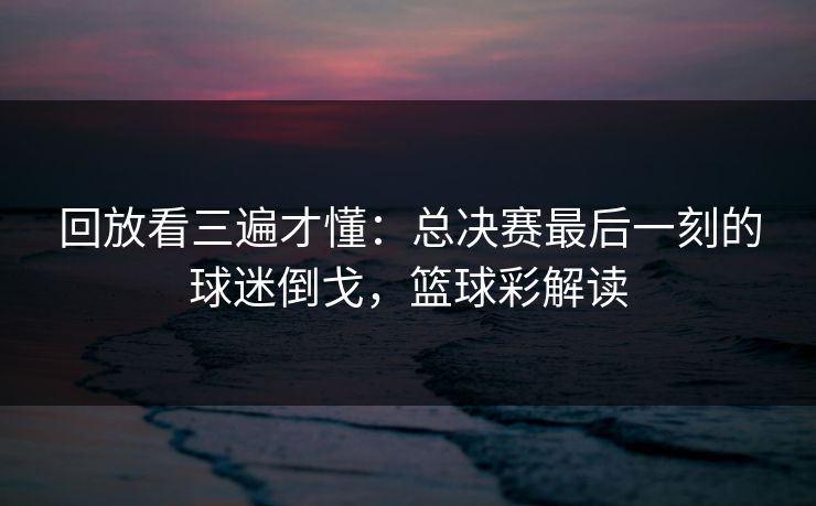 回放看三遍才懂：总决赛最后一刻的球迷倒戈，篮球彩解读